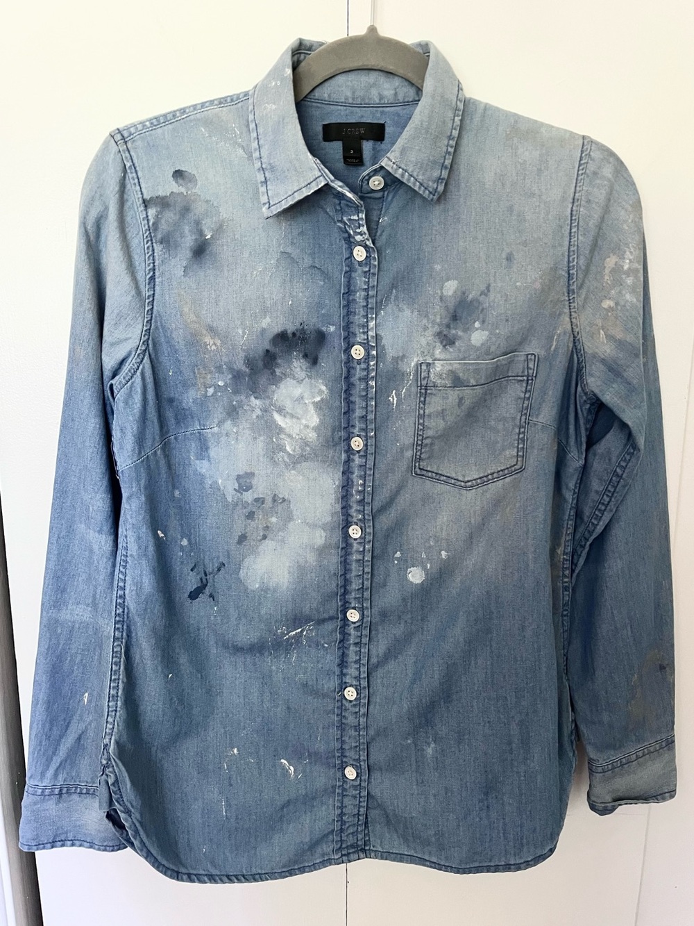 J.Crew Limited Edition Paint Splatter Chambray Shirt Size 2